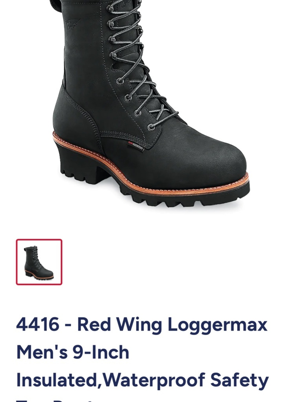 Red Wing Shoes Black Leather 9-Inch Loggermax Boot